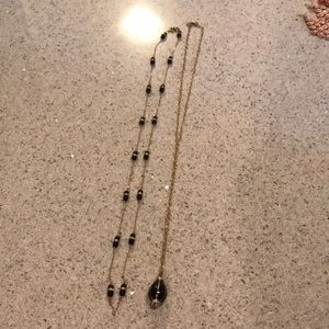Set of 2! J crew long necklace black and gold